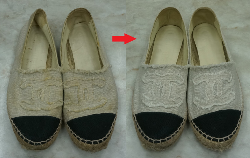 CHANEL canvas Espadrilles cleaning remove stains 3